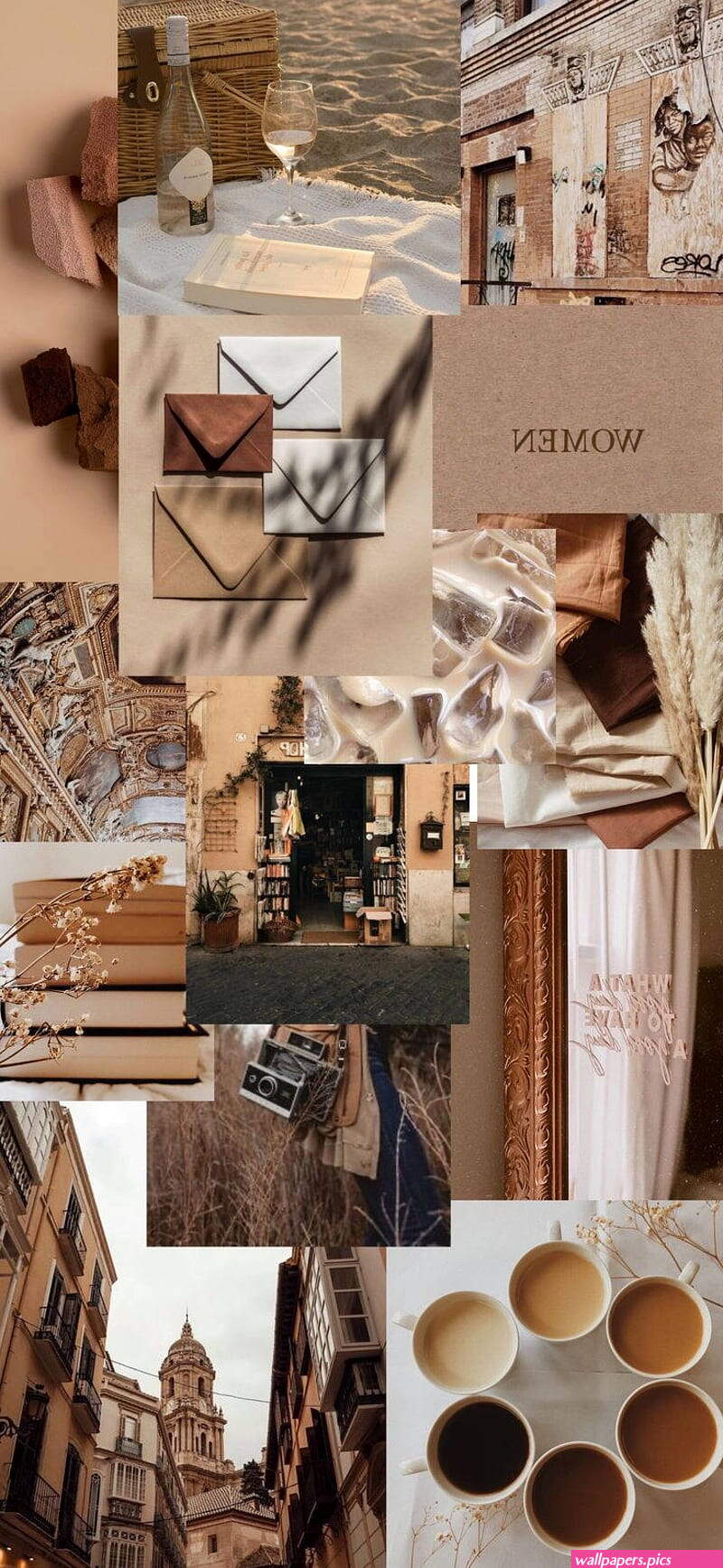 Beige Brown Aesthetic Collage HD phone wallpaper