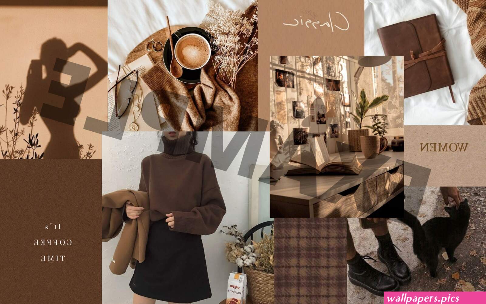 Brown Aesthetic Collage Desktop Wallpaper MacBook Wallpaper Nude Beige Aesthetic Fall Autumn Aesthetic Wallpaper Aesthetic Collage