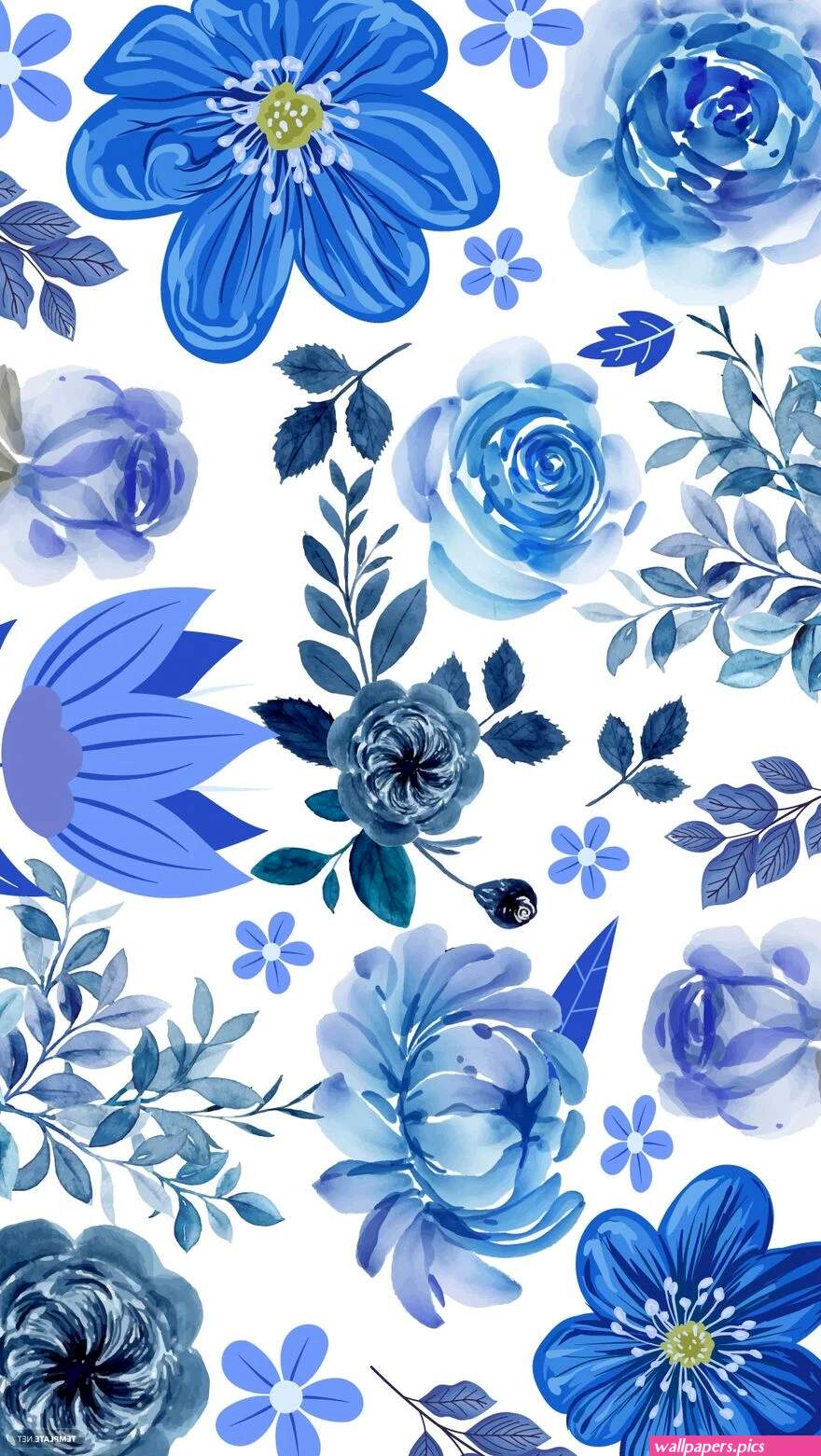 Free Royal Blue Floral Background