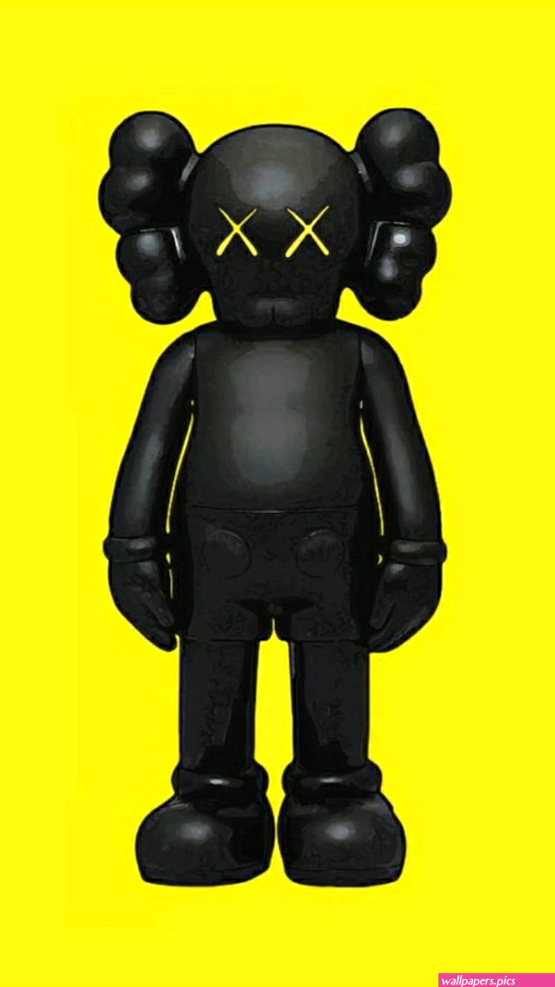 Kaws black cool hypebeast supreme yellow HD phone wallpaper