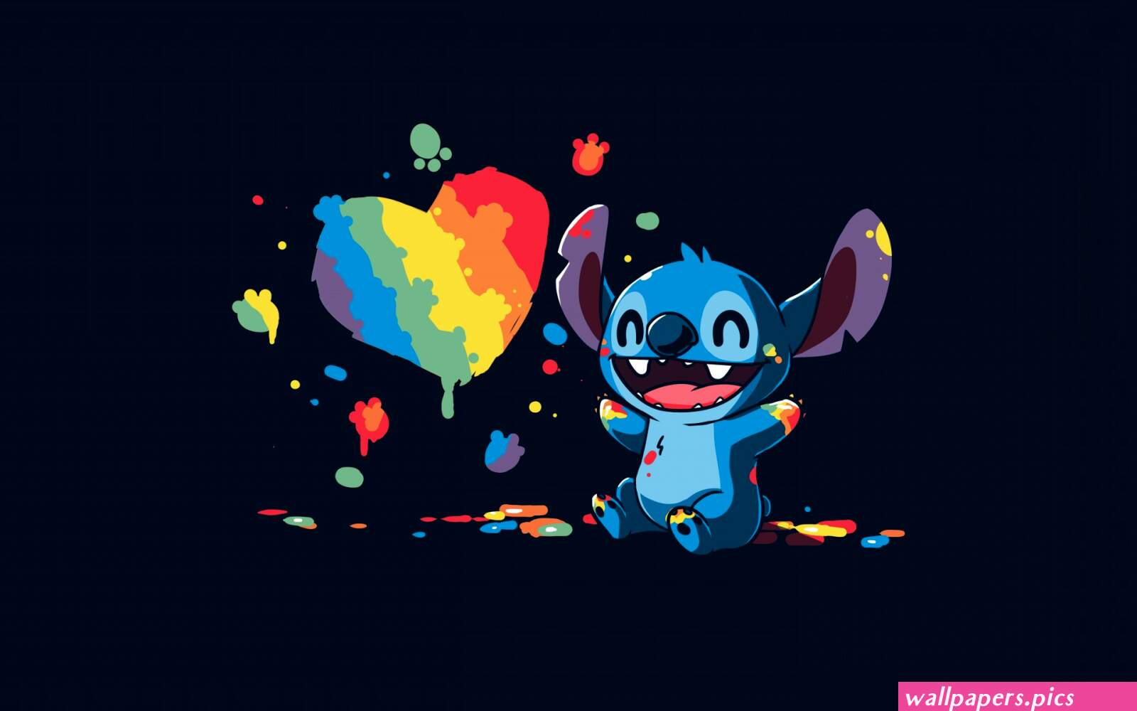 Stitch Wallpaper 4K Love heart Illustration Rainbow | Wallpapers.Pics