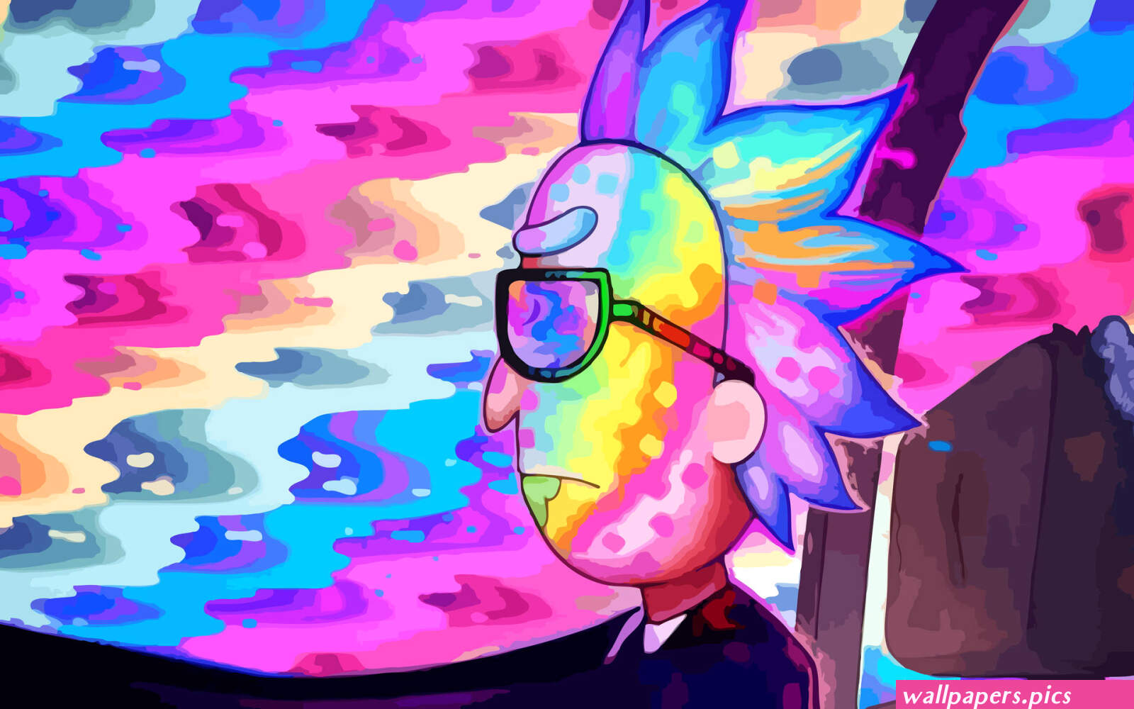 Download Colorful Waves Rick And Morty Trippy Wallpaper