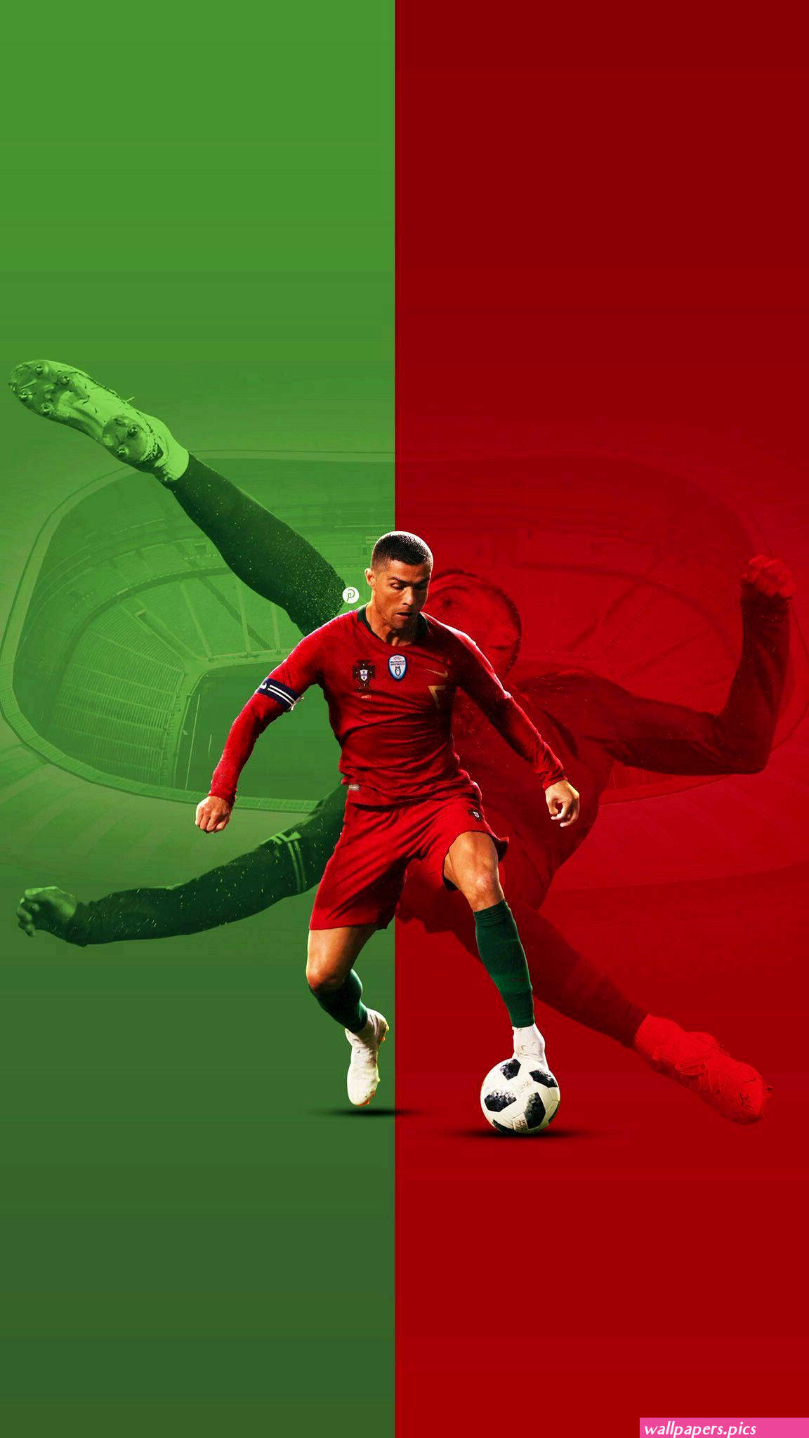 Download Cristiano Ronaldo Cool Red And Green Theme Wallpaper