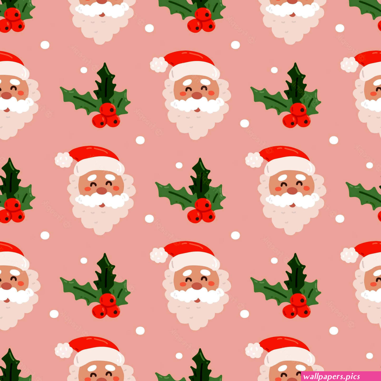 Download Preppy Christmas Santa Claus Pattern Wallpaper