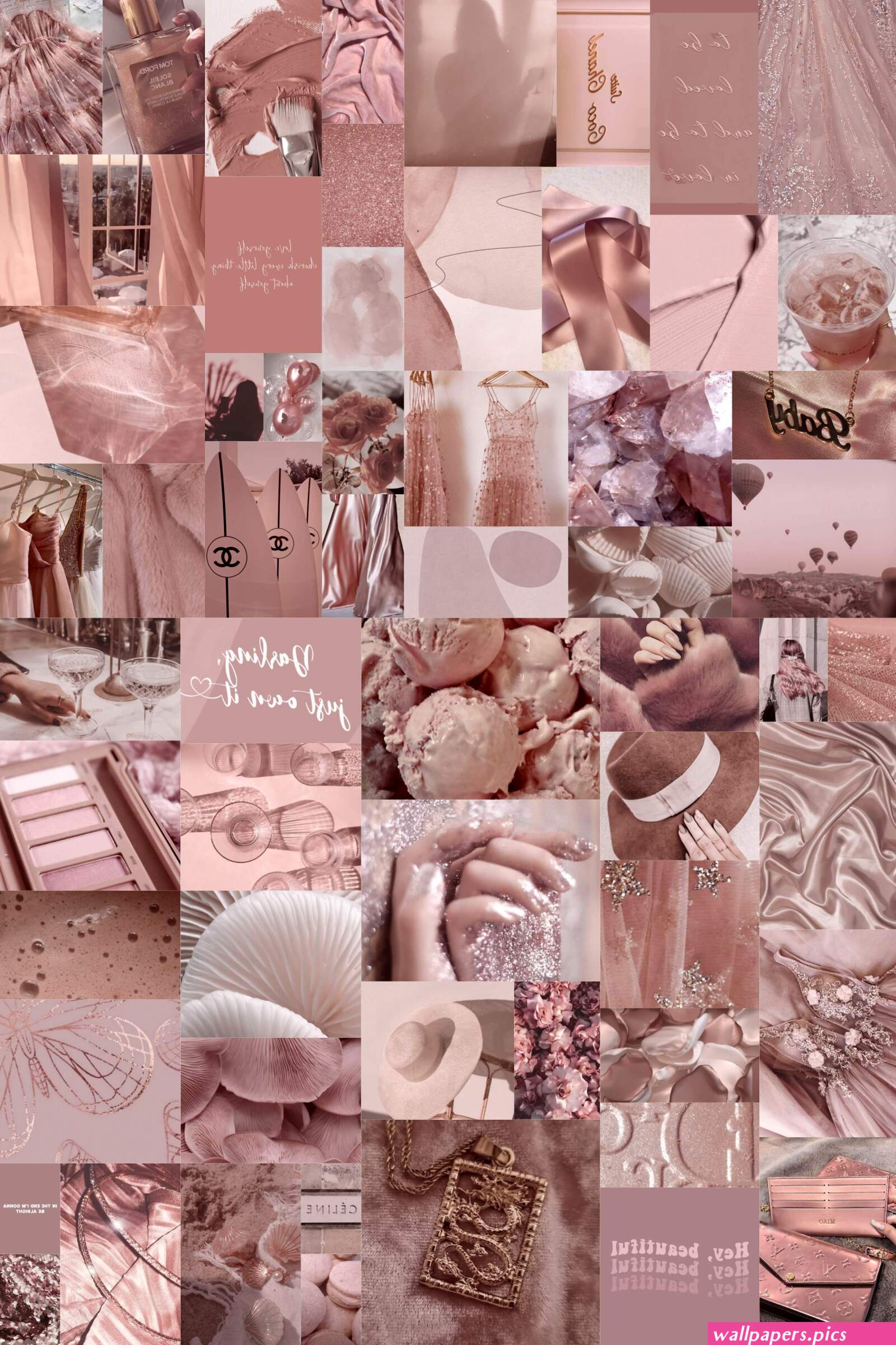 Rose Gold Wall Collage Kit Dusty Rose Aesthetic Soft Boujee